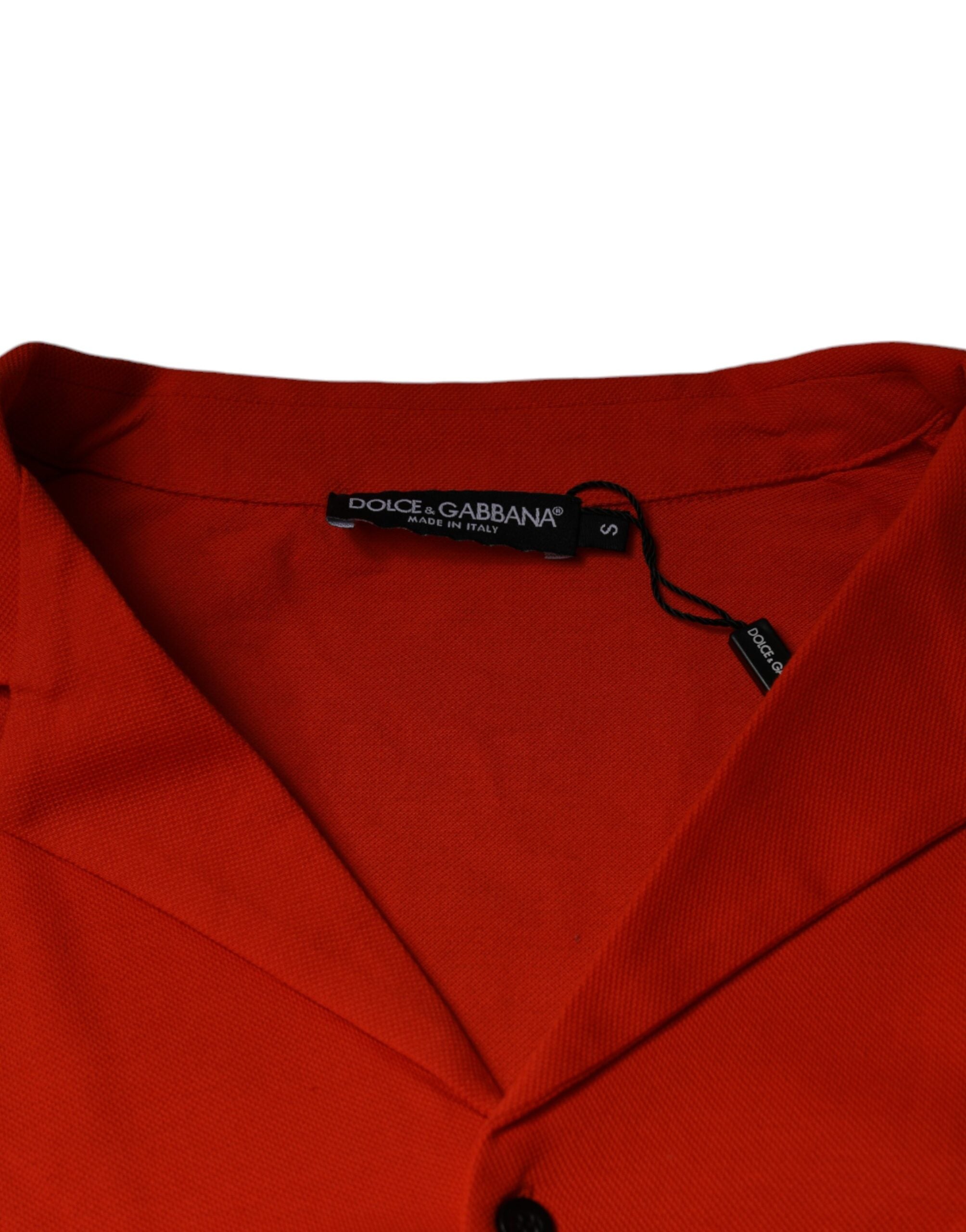 Dolce & Gabbana orange cotton button-front polo shirt
